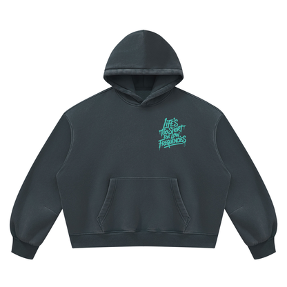 Low Frequencies Vintage Wash Hoodie in Navy Blue, unisex streetwear