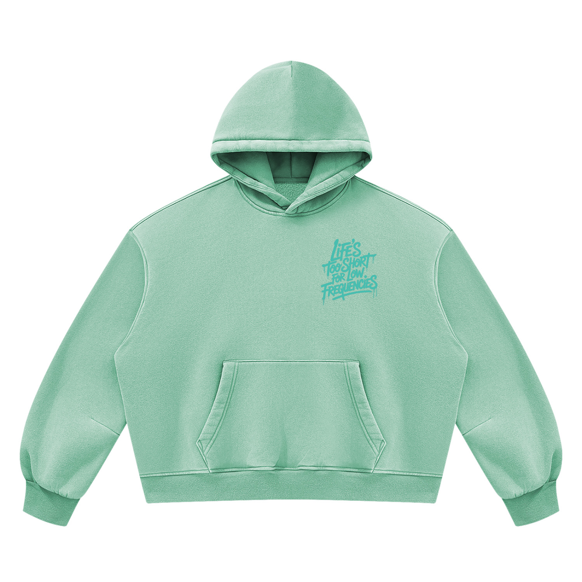 Low Frequencies Vintage Wash Hoodie in Mint Green, unisex streetwear