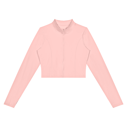 Tandem Cropped Zip Jacket in Pink, women's activewear