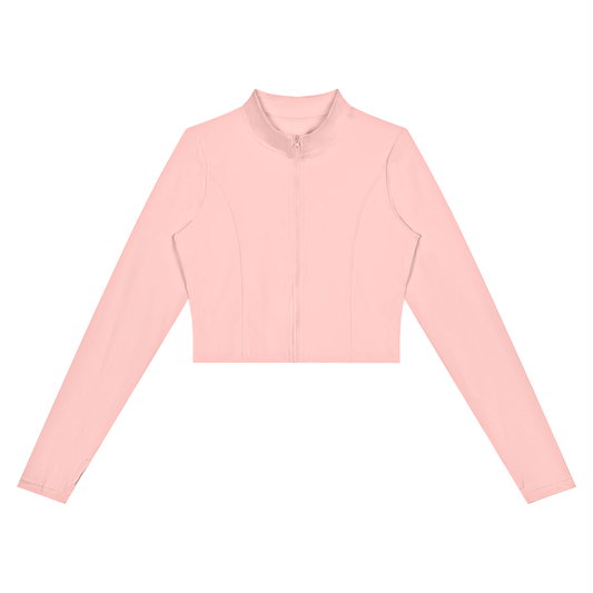 Tandem Cropped Zip Jacket in Pink, women's activewear