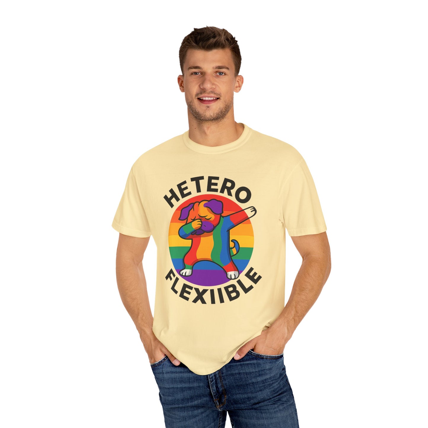 Colorful Unisex Graphic T-Shirt with Hetero Flexible Dog Design