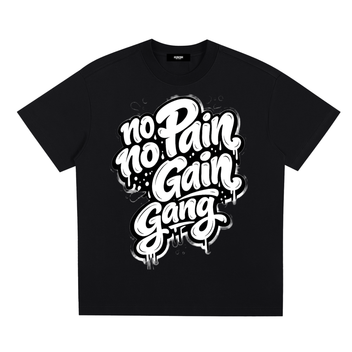 No Pain No Gain Gang Cooling Tee in Black, unisex gym wear