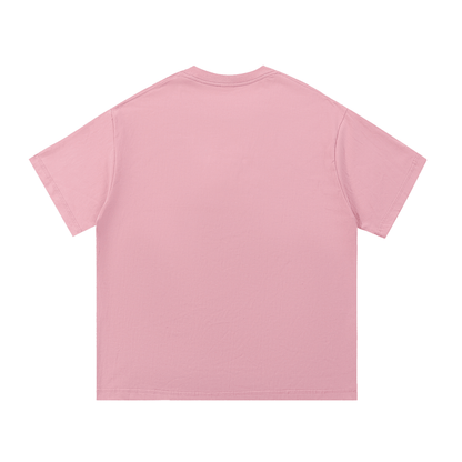 Back view of a pink Essential Cotton T Shirt made of soft breathable 100% cotton with a classic casual fit