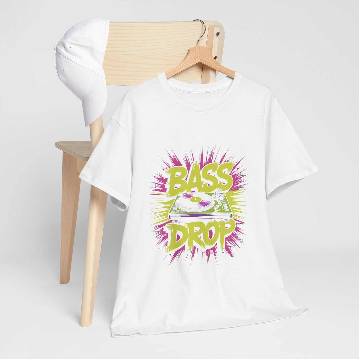 Unisex Cotton Crew Tee with 'BASS DROP' Design, Music Lover Gift, Festival T-Shirt, Casual Wear, DJ Shirt, Bright Graphic Tee