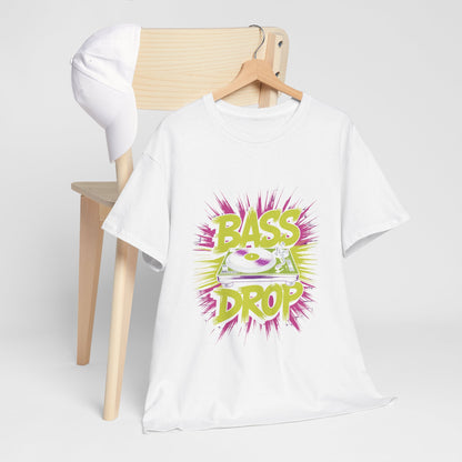 Unisex Cotton Crew Tee with 'BASS DROP' Design, Music Lover Gift, Festival T-Shirt, Casual Wear, DJ Shirt, Bright Graphic Tee