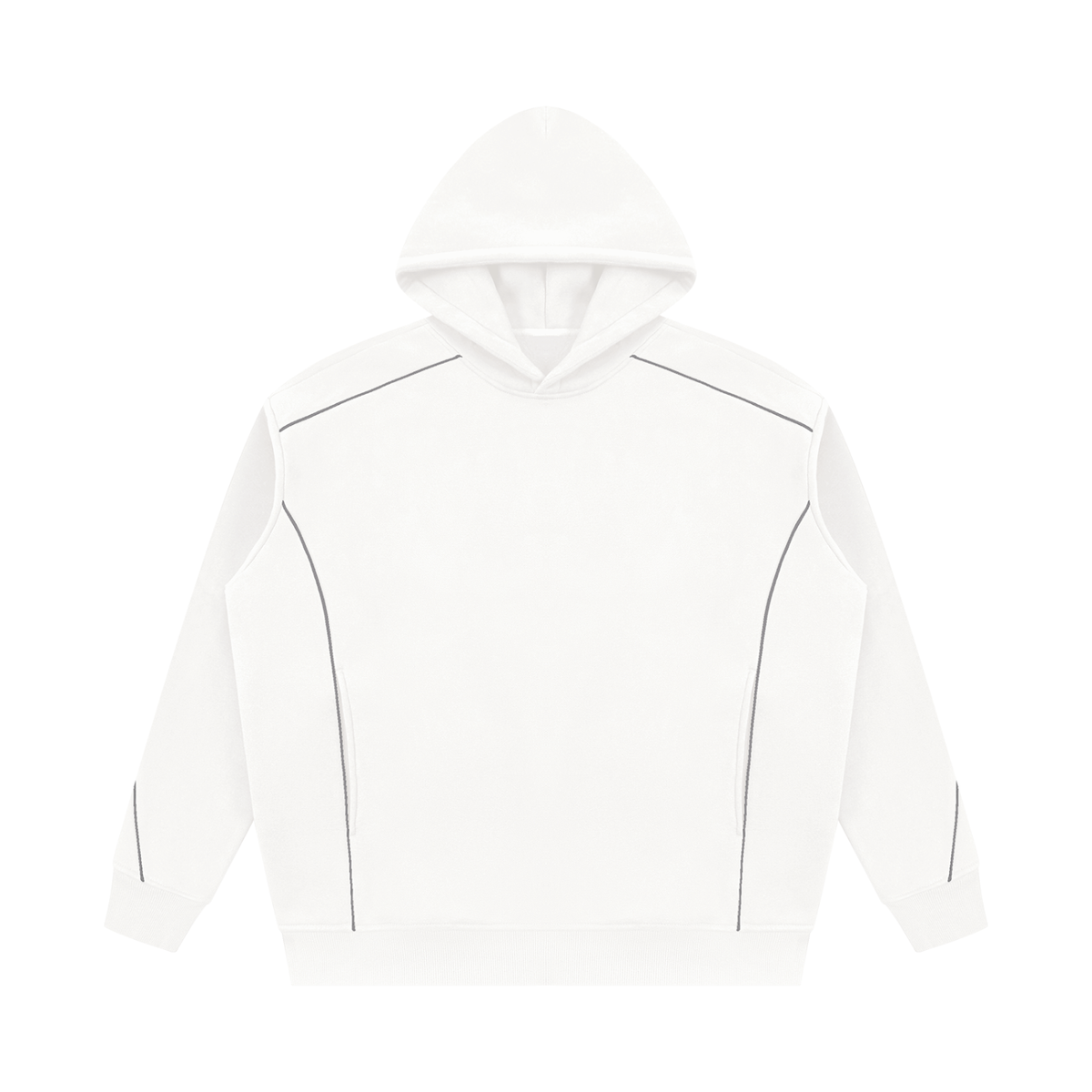 Essential Piping Fleece Hoodie in White, unisex streetwear