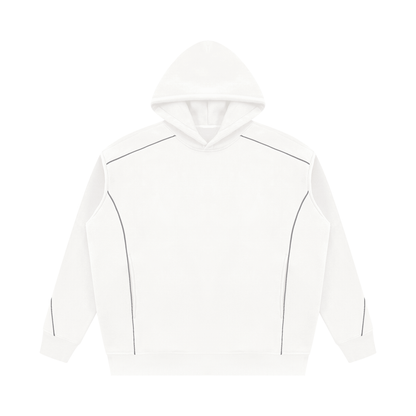 Essential Piping Fleece Hoodie in White, unisex streetwear