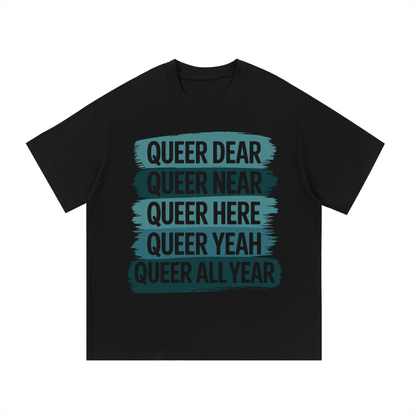 Black Essential Cotton T Shirt with bold teal text design for everyday casual wear