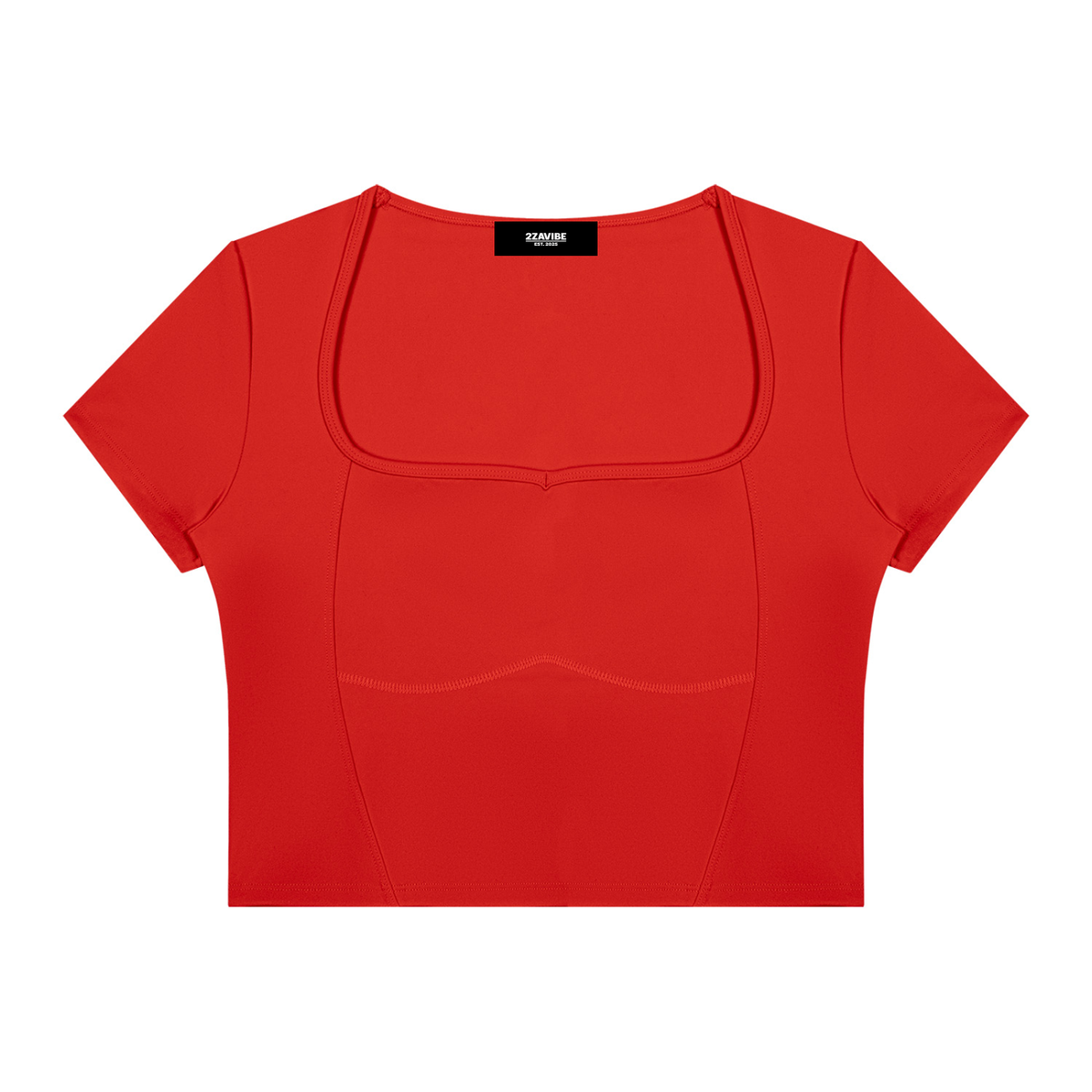 Stride Square-Neck Crop Tee in Red, women's activewear