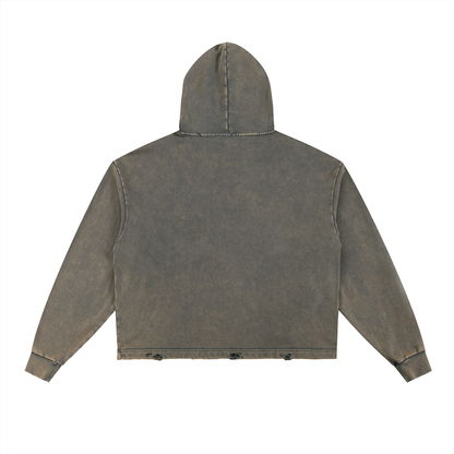 Essential Raw Seam Vintage Wash Hoodie, unisex streetwear, view 2