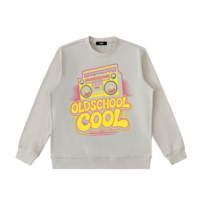 OldSchoolCool Retro Crewneck Sweatshirt in Light Gray, unisex streetwear