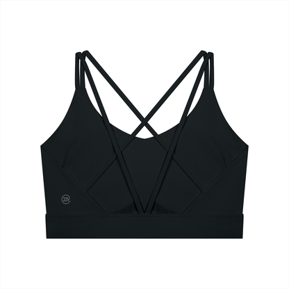 Tandem Cross-Over Sports Bra in Black, women's activewear
