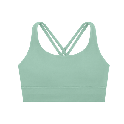 Tandem Strappy Longline Sports Bra in Light Green, women's activewear