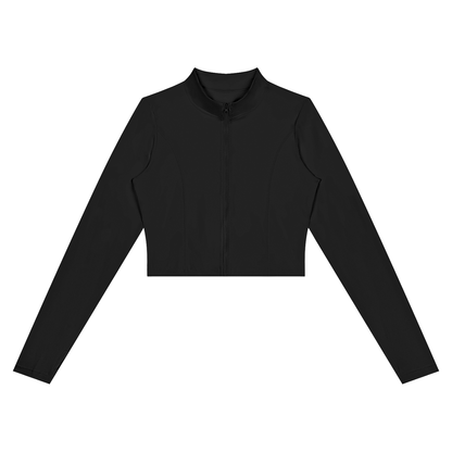Tandem Cropped Zip Jacket in Black, women's activewear