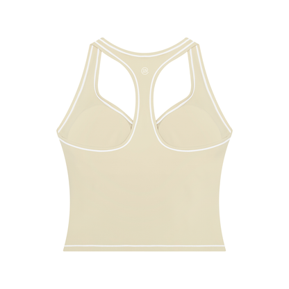 Stride Topstitch Crop Tank in Light Apricot, women's activewear
