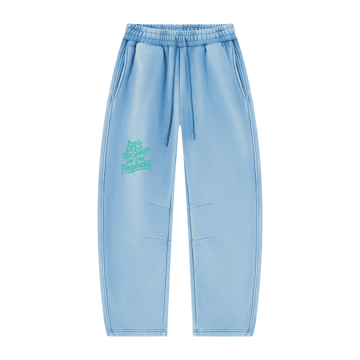 Low Frequencies Barrel Leg Sweatpants in Light Blue, unisex streetwear