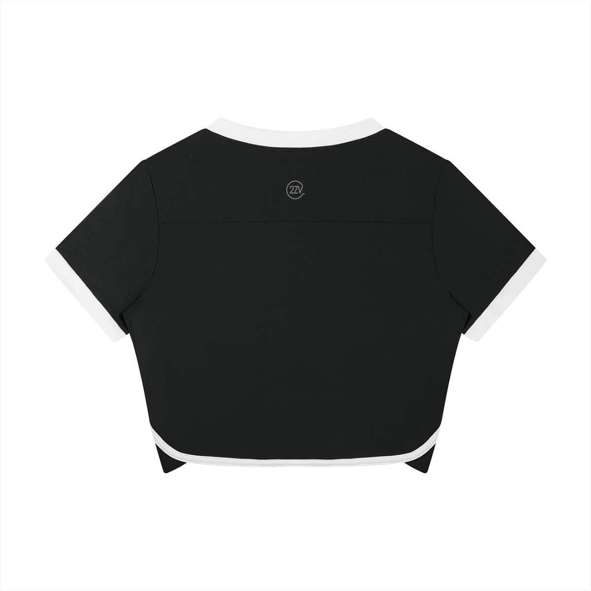 Stride V-Neck Ringer Tee in Black, women's activewear