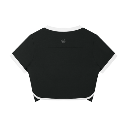Stride V-Neck Ringer Tee in Black, women's activewear