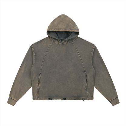 Essential Raw Seam Vintage Wash Hoodie in Gray, unisex streetwear