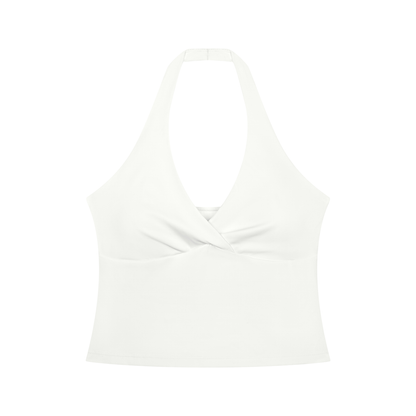 Tandem Halter Crop Top in White, women's activewear