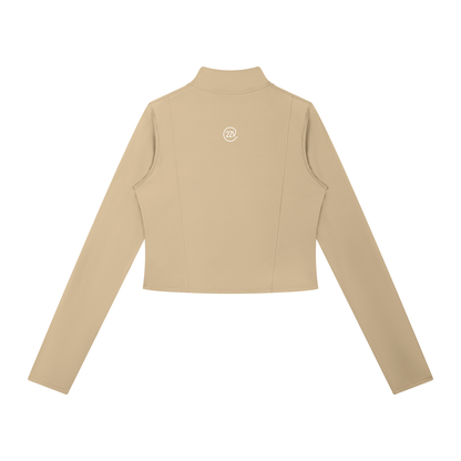 Block Panelled Zip Jacket in Khaki, women's activewear