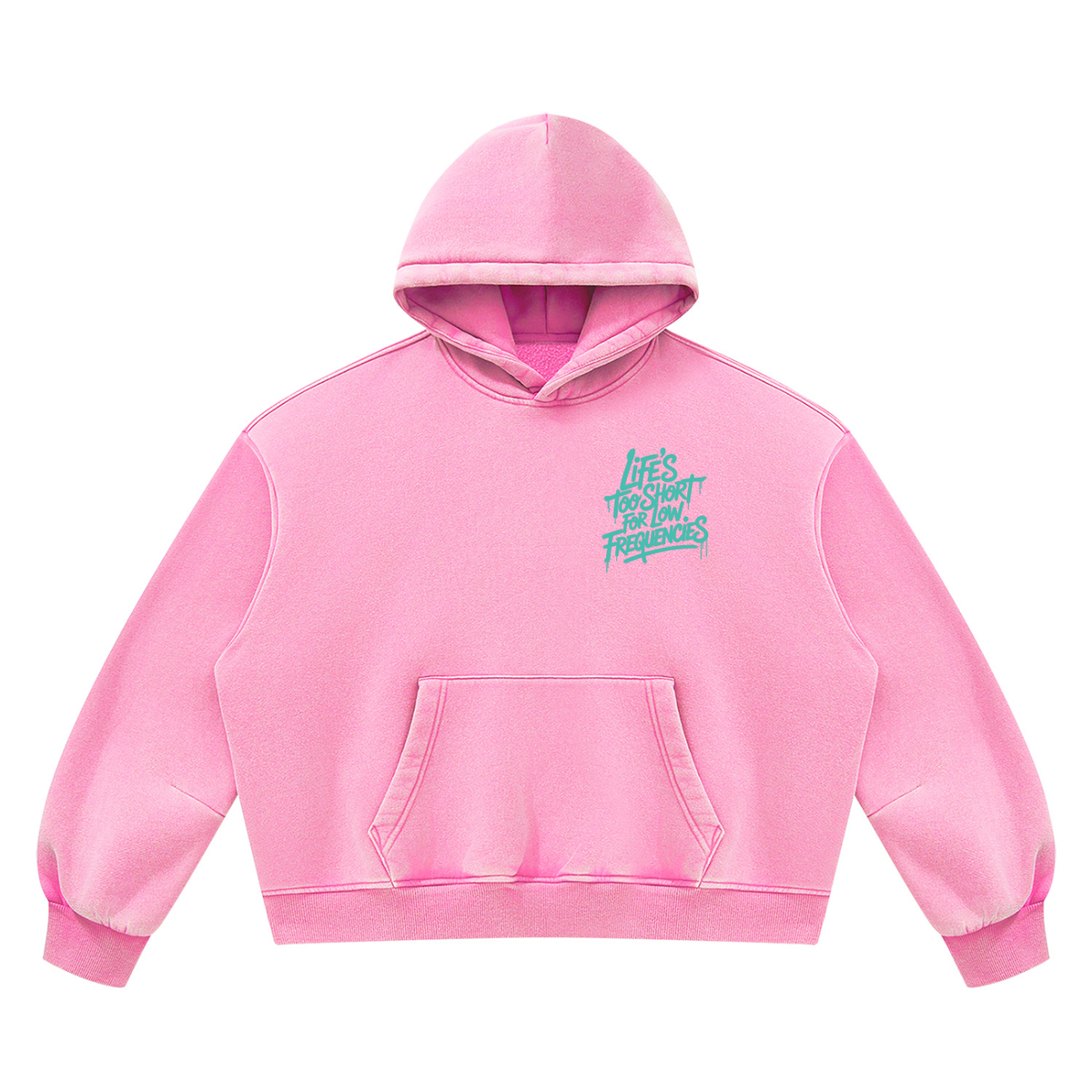 Low Frequencies Vintage Wash Hoodie in Pink, unisex streetwear