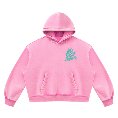 Low Frequencies Vintage Wash Hoodie in Pink, unisex streetwear