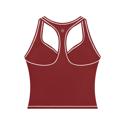 Stride Topstitch Crop Tank in Red, women's activewear