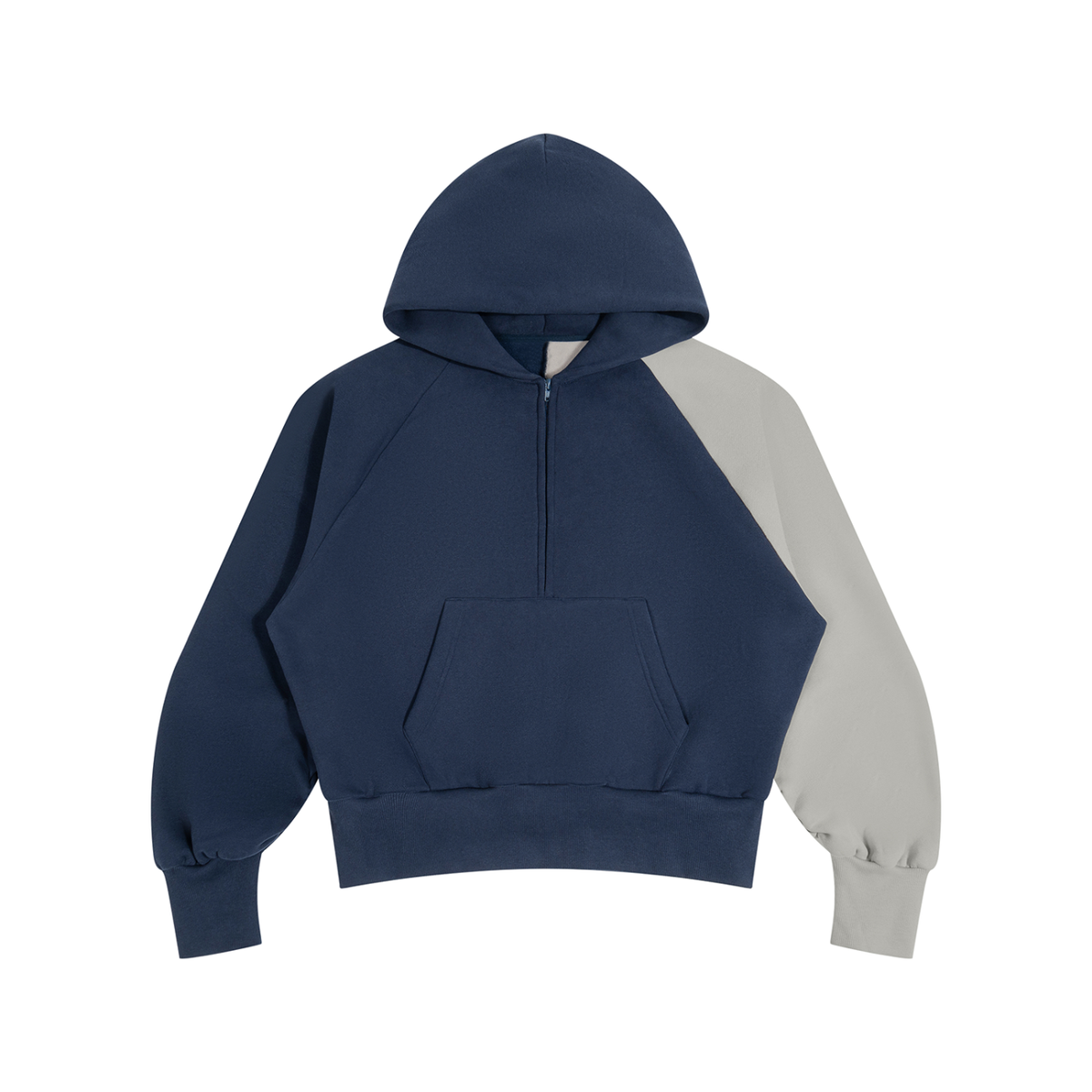 Essential Colour Block Quarter-Zip Hoodie, unisex streetwear, view 4