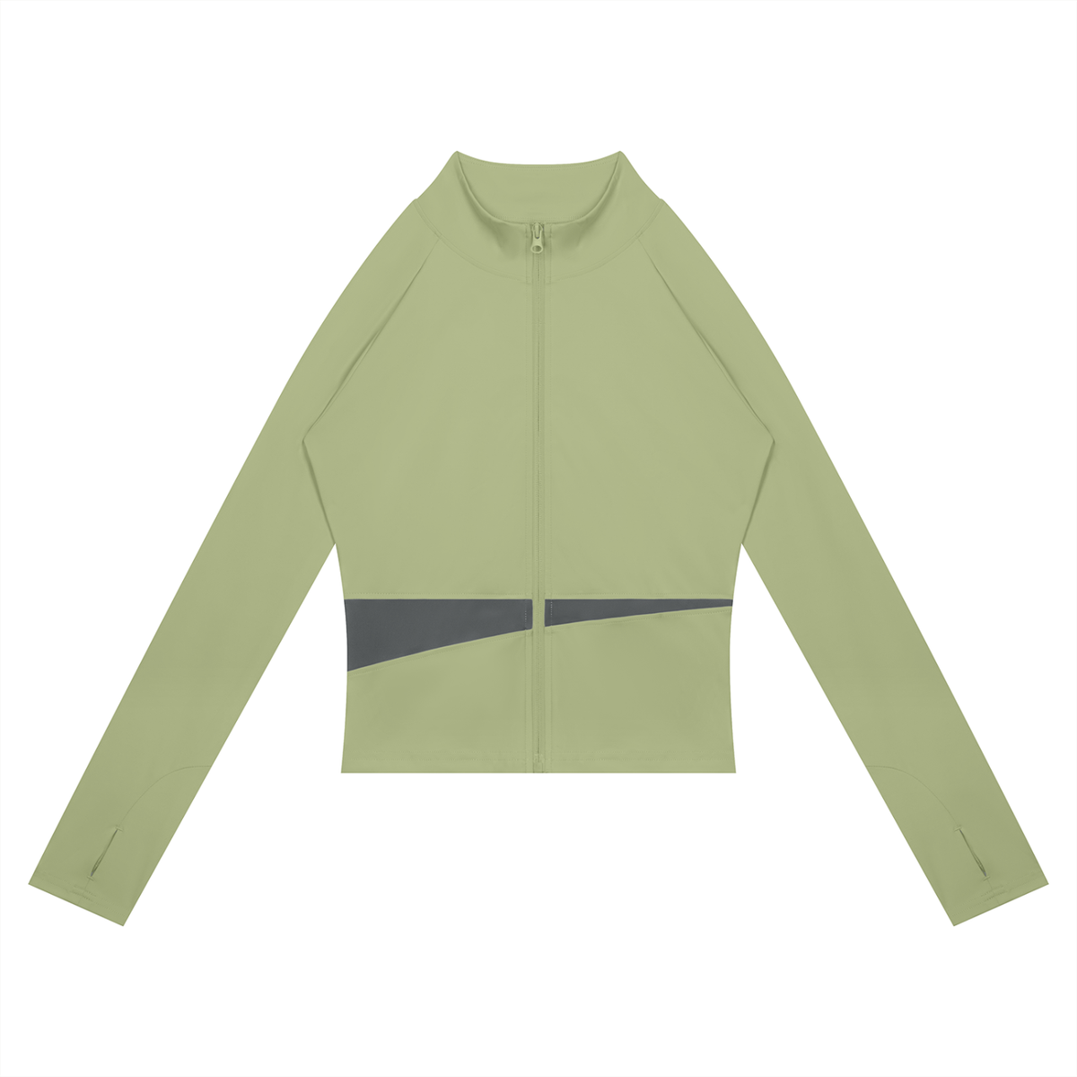 Block Cropped Track Jacket in Bean Green with Dark Gray, women's activewear