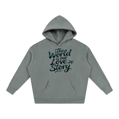 The World Is Our Love Story Hoodie in Light Gray, unisex streetwear