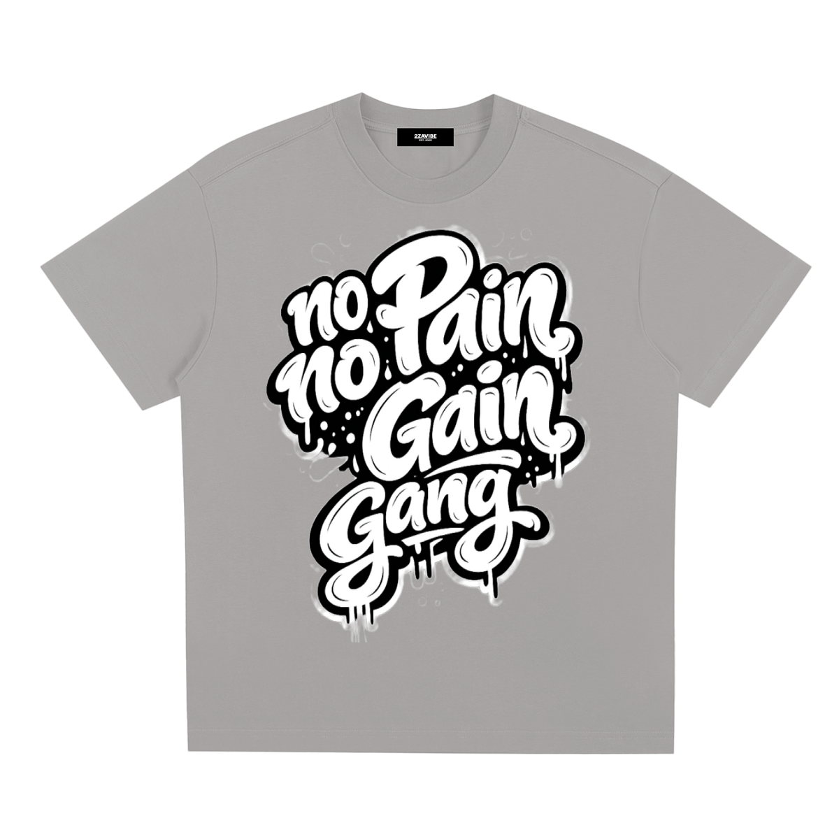 No Pain No Gain Gang Cooling Tee in Gray, unisex gym wear