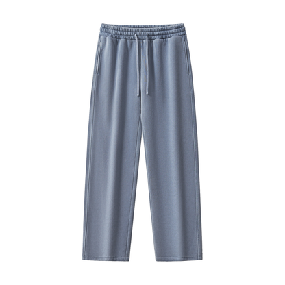Frayed Wash Fleece Sweatpants in Blue, unisex streetwear