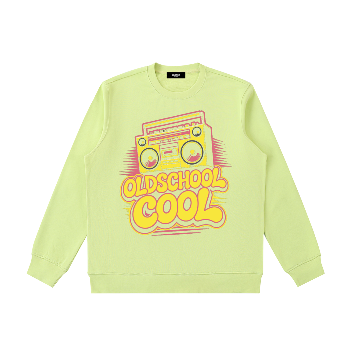 OldSchoolCool Retro Crewneck Sweatshirt in Lemon Green, unisex streetwear