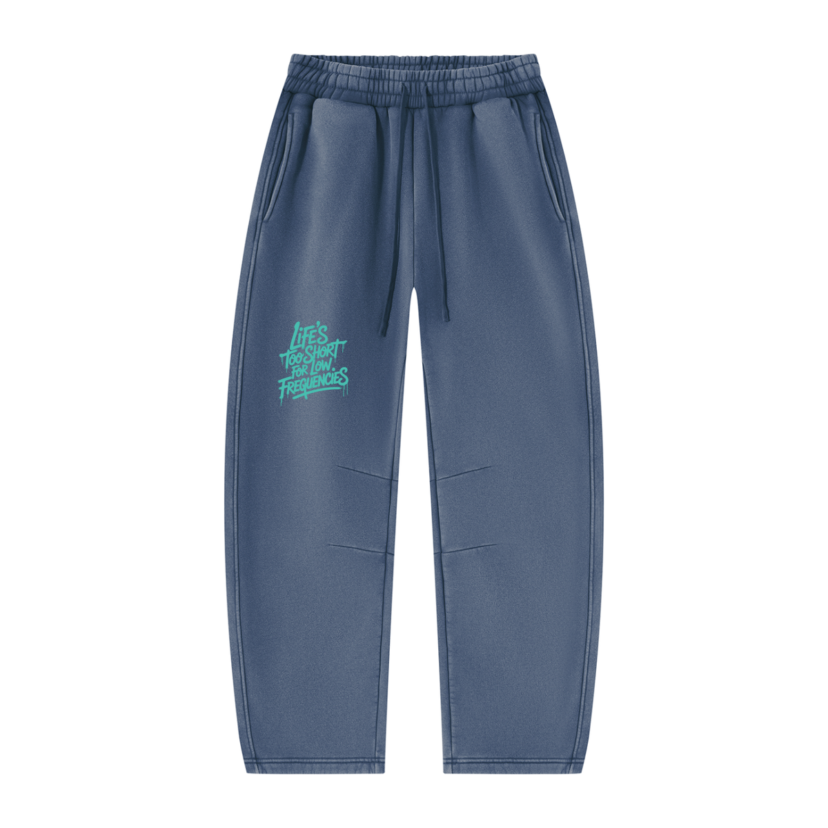 Low Frequencies Barrel Leg Sweatpants in Washed Blue, unisex streetwear