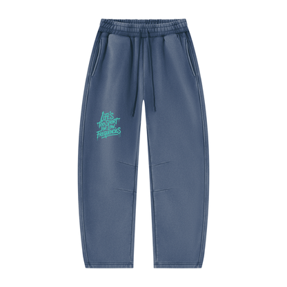 Low Frequencies Barrel Leg Sweatpants in Washed Blue, unisex streetwear