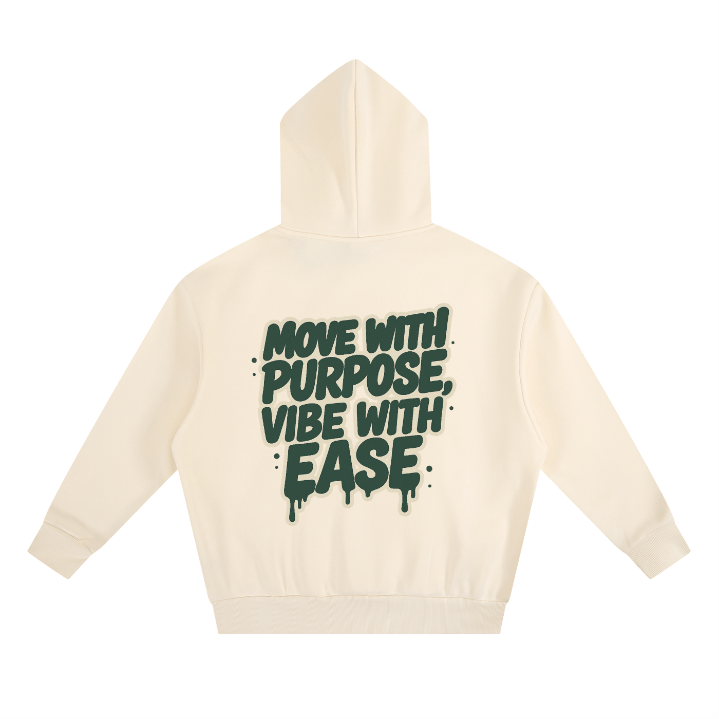 Move with Purpose Hoodie cream cropped oversized cotton-blend streetwear with bold back print