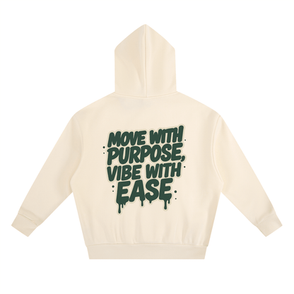Move with Purpose Hoodie cream cropped oversized cotton-blend streetwear with bold back print