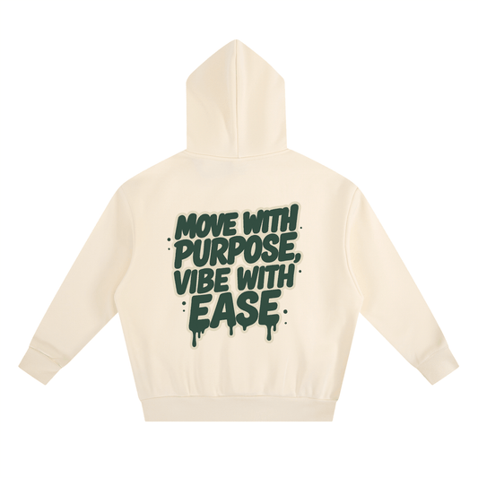 Move with Purpose Hoodie cream cropped oversized cotton-blend streetwear with bold back print