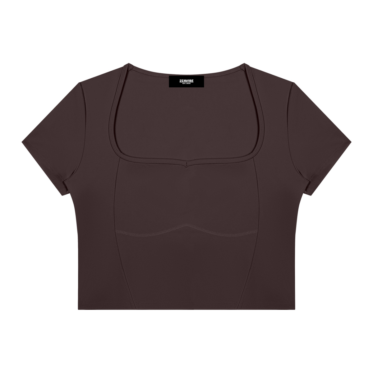 Stride Square-Neck Crop Tee in Brown, women's activewear