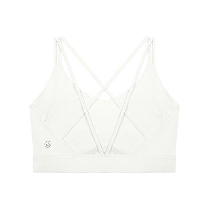 Tandem Cross-Over Sports Bra in White, women's activewear