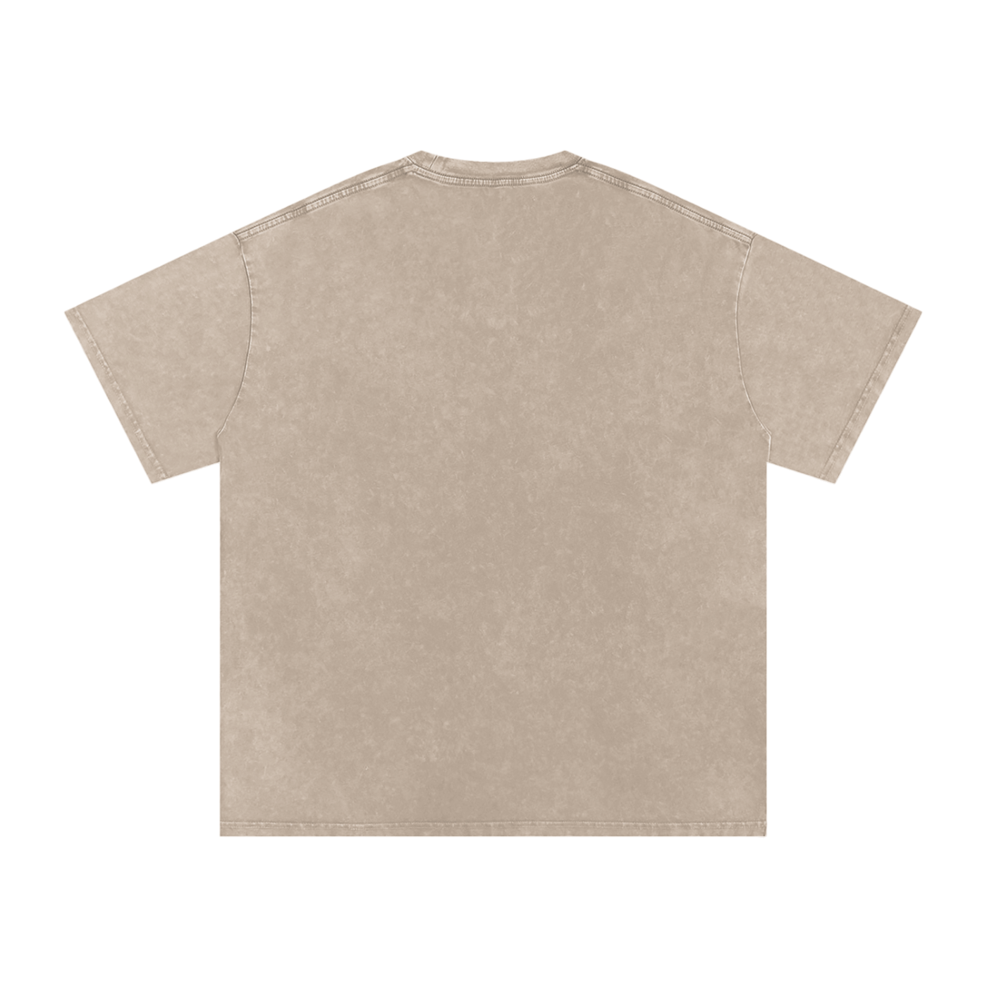 Beige Snow Washed Oversized Cotton T-Shirt with short sleeves and round neck, casual loose fit, made of soft breathable cotton fabric.