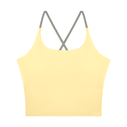Block Lined Crop Tank in Yellow, women's activewear