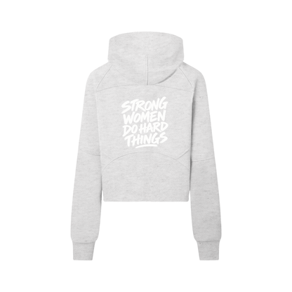 Strong Women Do Hard Things Cropped Half-Zip Hoodie, women's streetwear, view 2