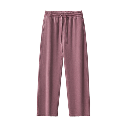 Frayed Wash Fleece Sweatpants in Red, unisex streetwear