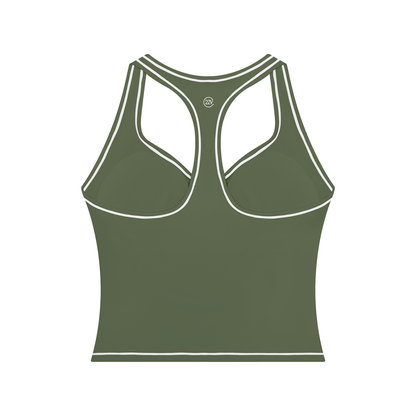 Stride Topstitch Crop Tank in Gray Green, women's activewear