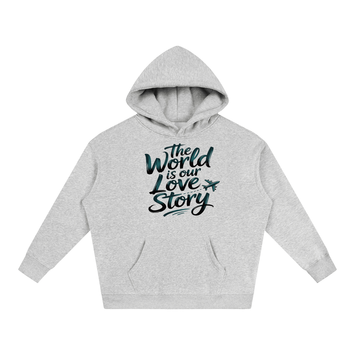 The World Is Our Love Story Hoodie in Flower Gray, unisex streetwear