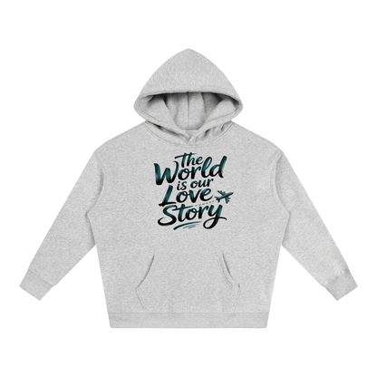 The World Is Our Love Story Hoodie in Flower Gray, unisex streetwear
