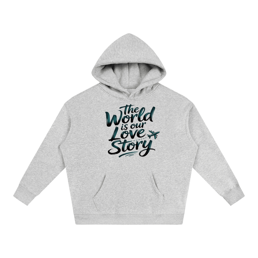 The World Is Our Love Story Hoodie in Flower Gray, unisex streetwear