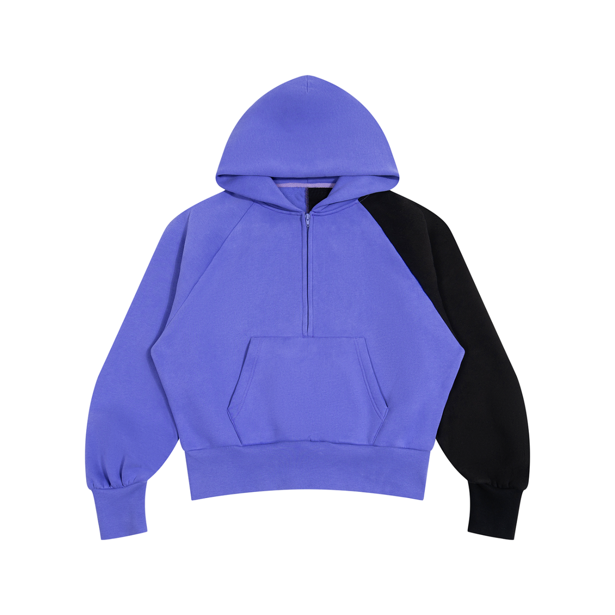 Essential Colour Block Quarter-Zip Hoodie, unisex streetwear, view 3